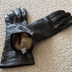 Barneys New York Dark Leather Gloves